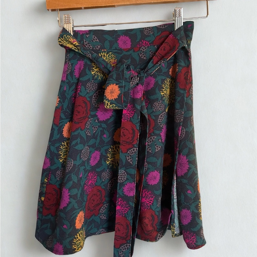 American Apparel Multicolor Floral A-Line Wrap Skirt